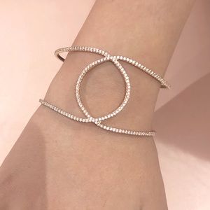 Rose gold plated simulated diamonds  Minimalist cuff Bracelet